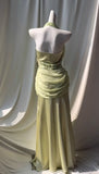 Light Green V-neck Chiffon Beaded Sequins Floor-length Prom Dress Beautiful Birthday Evening Dress HZ1024