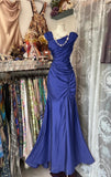 Dark Pink Mermaid Pleated Satin Irregular Neckline Ball Dress Birthday Dress HZ1024
