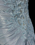 Spaghetti Strap Mermaid Glitter Satin Long Prom Backless Applique Evening Gown Simple Wedding Dress HZ1024