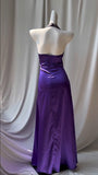 Purple Halter Satin Sheath Beaded Sequins Backless Prom Dress Temperament Evening Dress HZ1024