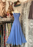 Soft Blue Spaghetti Strap A-line Chiffon Birthday Prom Dress Pretty Graduation Dress HZ1024