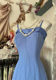 Soft Blue Spaghetti Strap A-line Chiffon Birthday Prom Dress Pretty Graduation Dress HZ1024