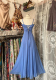 Soft Blue Spaghetti Strap A-line Chiffon Birthday Prom Dress Pretty Graduation Dress HZ1024