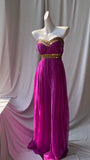 Sweetheart Neckline Retro Chiffon Ball gown Bright Bridesmaid Dress HZ1024