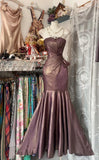 Mermaid Strapless Glitter Satin Ball Dress Beautiful Birthday Evening Dress HZ1024