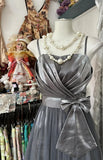 Silver Grey A-Line Spaghetti Straps Tulle Satin Long Prom Dress Gorgeous Birthday Dress Evening Dress HZ1024