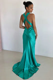Sheath V Neck Yellow Long Backless Prom Dress Sleeveless Party Dress HZ1024