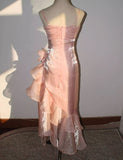 Blush Pink Spaghetti Straps Sleeveless Chiffon Prom Dress Vintage Birthday Evening Dress HZ1024