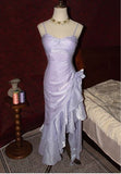 Blush Pink Spaghetti Straps Sleeveless Chiffon Prom Dress Vintage Birthday Evening Dress HZ1024