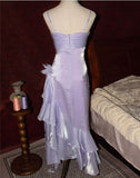 Blush Pink Spaghetti Straps Sleeveless Chiffon Prom Dress Vintage Birthday Evening Dress HZ1024