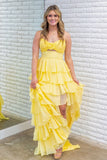 Hot Pink A-Line Strapless Chiffon Long Prom Dress Layered Slit Sleeveless Evening Gown HZ1024
