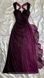 dresses under $160||Elegant Gradient Navy Blue Sheath Spaghetti Straps Sparkling Chiffon Prom Dress for Party HZ1024