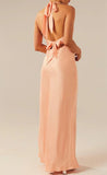 V-neck Sheath Halter Satin Backless Long Prom Dress Pretty Evening Dress HZ1024