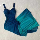 Gradient Blue Glitter Chiffon Sweetheart Neck Prom Dress Birthday Dress HZ1024