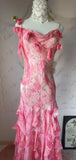 Pink Spaghetti Strap Sheath Vintage Chiffon Sequined Ball Dress Birthday Party Dress HZ1024