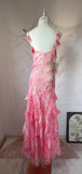 Pink Spaghetti Strap Sheath Vintage Chiffon Sequined Ball Dress Birthday Party Dress HZ1024