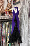 Purple V-neck Lace Mermaid Long Prom Dress Backless Birthday Party Dress HZ1024