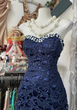 Navy Mermaid Strapless Prom Dress Backless Chiffon Birthday Evening Dress HZ1024