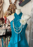 A-line Halter Satin Prom Dress Sexy Sleeveless Party Dress HZ1024