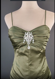 Spaghetti Strap Mermaid Satin Dark Green Long Prom Dress Gorgeous Evening Dress HZ1024