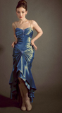 Spaghetti Strap Mermaid Satin Dark Green Long Prom Dress Gorgeous Evening Dress HZ1024