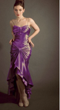 Spaghetti Strap Mermaid Satin Dark Green Long Prom Dress Gorgeous Evening Dress HZ1024