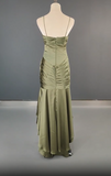 Spaghetti Strap Mermaid Satin Dark Green Long Prom Dress Gorgeous Evening Dress HZ1024