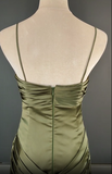 Spaghetti Strap Mermaid Satin Dark Green Long Prom Dress Gorgeous Evening Dress HZ1024