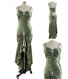 Spaghetti Strap Mermaid Satin Dark Green Long Prom Dress Gorgeous Evening Dress HZ1024