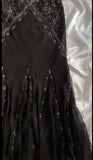 Black Beaded Halter Neck Mermaid Chiffon Prom Dress for Party Enchanted Backless Sleeveless Evening Gown HZ1024