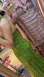 Green Halter Mermaid Chiffon Beaded Sequin Prom Dress Elegant Formal Evening Dress HZ1024