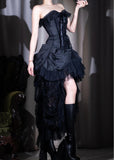 Personality Lace A-Line Strapless Prom Dress Birthday HZ1024