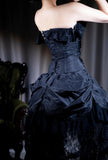 Personality Lace A-Line Strapless Prom Dress Birthday HZ1024