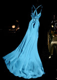 Blue Sweetheart Neck Bodycon Dress Satin Backless Prom Dress Formal Evening Dress HZ1024