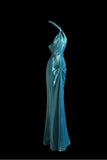 Blue Halter Mermaid Backless Long Prom Dress Gorgeous Formal Evening Dress HZ1024