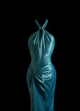 Blue Halter Mermaid Backless Long Prom Dress Gorgeous Formal Evening Dress HZ1024