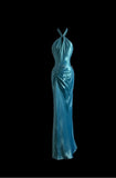 Blue Halter Mermaid Backless Long Prom Dress Gorgeous Formal Evening Dress HZ1024