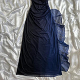Gradient Navy Blue?? Sweetheart Prom Dress - Romantic Glitter?Chiffon Ruffled Party Dress for Birthday&Graduation&Quinceanera HZ1024