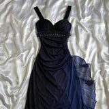 Gradient Navy Blue?? Sweetheart Prom Dress - Romantic Glitter?Chiffon Ruffled Party Dress for Birthday&Graduation&Quinceanera HZ1024