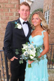 Blue Sweetheart A-Line Prom Dress & Wedding Dress??- Elegant Chiffon Ruffled Birthday Party Dress HZ1024