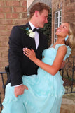 Blue Sweetheart A-Line Prom Dress & Wedding Dress??- Elegant Chiffon Ruffled Birthday Party Dress HZ1024