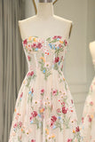 16 ?? Strapless A-line Floral Prom Dress &Wedding Dress- ?? Gorgeous Embroidery Applique & Tulle Evening for Birthday, Graduation HZ1024