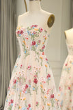 16 ?? Strapless A-line Floral Prom Dress &Wedding Dress- ?? Gorgeous Embroidery Applique & Tulle Evening for Birthday, Graduation HZ1024