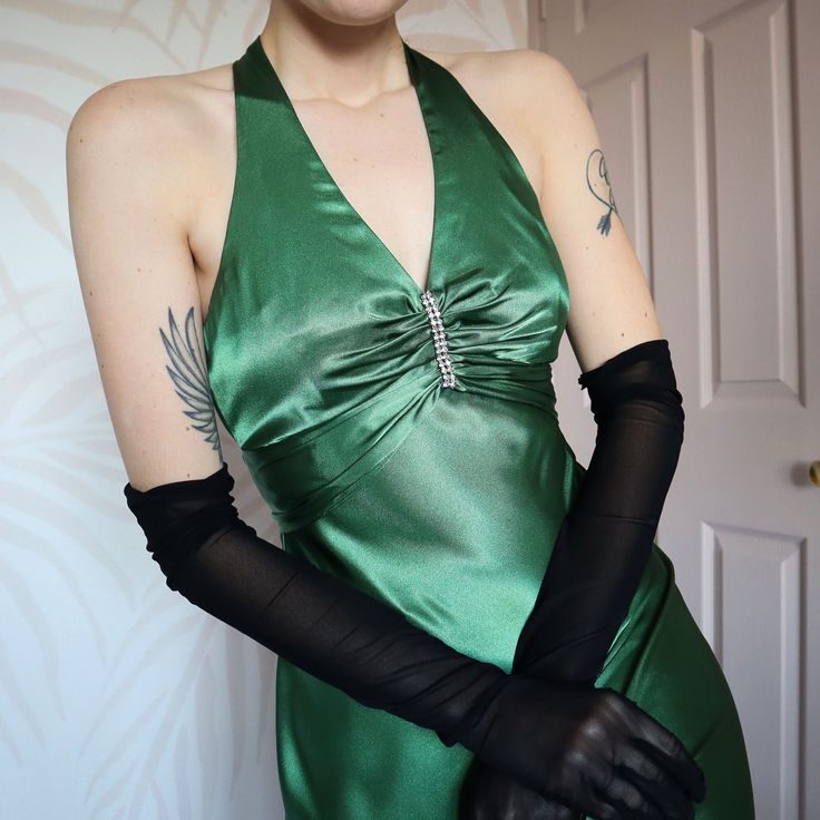 Forest Green Backless Ball Gown - Glam Sparkling Beads & Satin for Prom,?? Galas& Parties** HZ1024