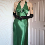 Forest Green Backless Ball Gown - Glam Sparkling Beads & Satin for Prom,?? Galas& Parties** HZ1024