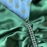 Forest Green Backless Ball Gown - Glam Sparkling Beads & Satin for Prom,?? Galas& Parties** HZ1024