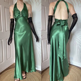 Forest Green Backless Ball Gown - Glam Sparkling Beads & Satin for Prom,?? Galas& Parties** HZ1024