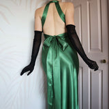 Forest Green Backless Ball Gown - Glam Sparkling Beads & Satin for Prom,?? Galas& Parties** HZ1024