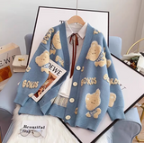 bear cardigan sweater loose knitted cardigan HZ1024