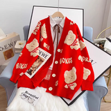 bear cardigan sweater loose knitted cardigan HZ1024